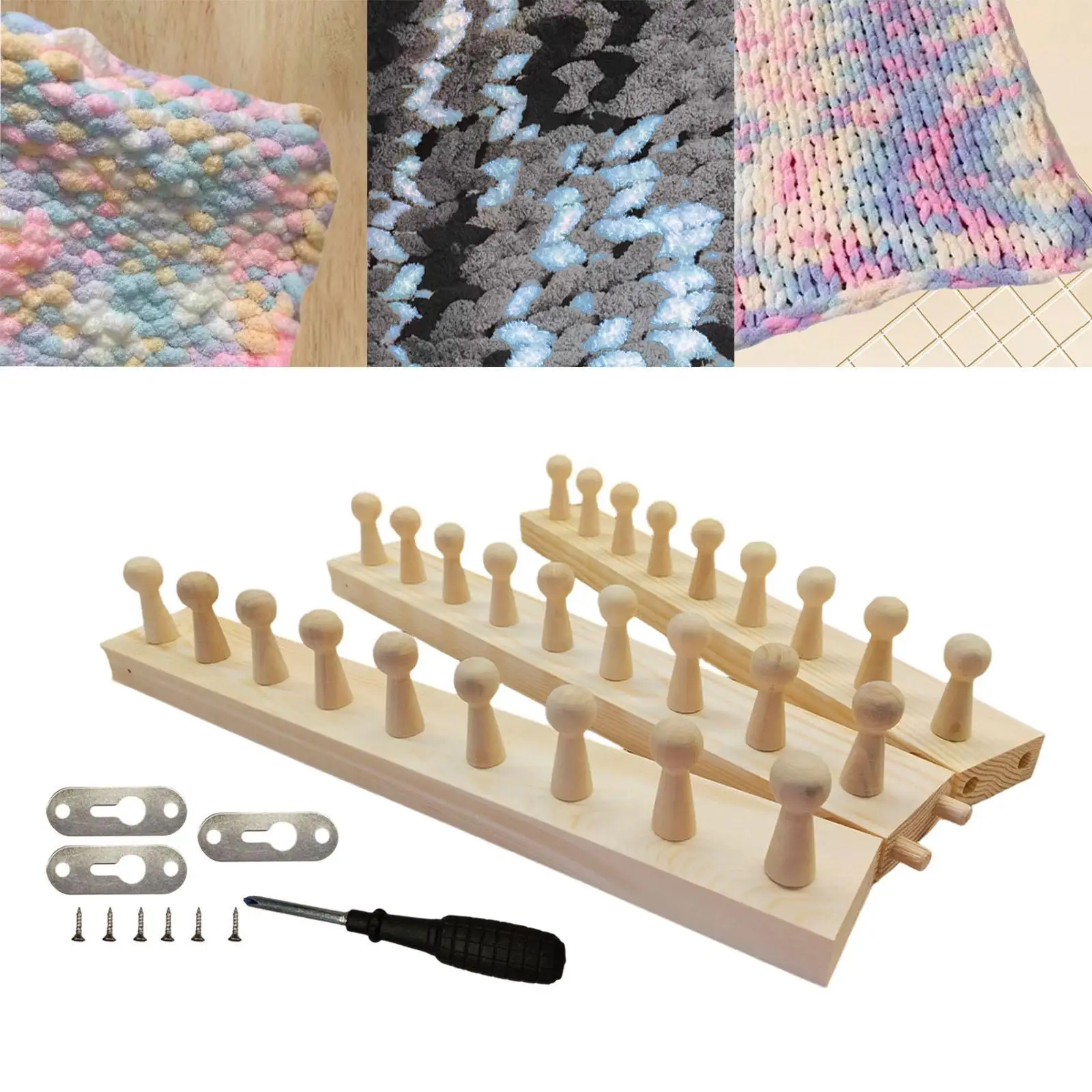 

Wooden Knitting Loom Blanket Loom Adjustable Size for DIY Throw Blankets for Home Decor