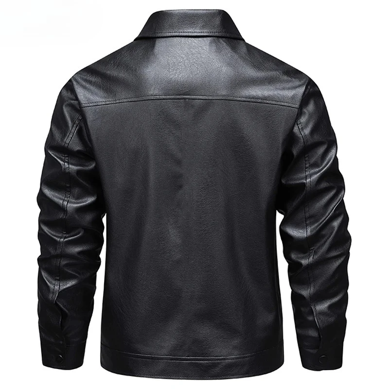 

New Vintage Motorcycle Men's Leather Jacket Casual Windbreaker PU Leather Coat Male Autumn Fashion PU Leather Jacket Coats Black