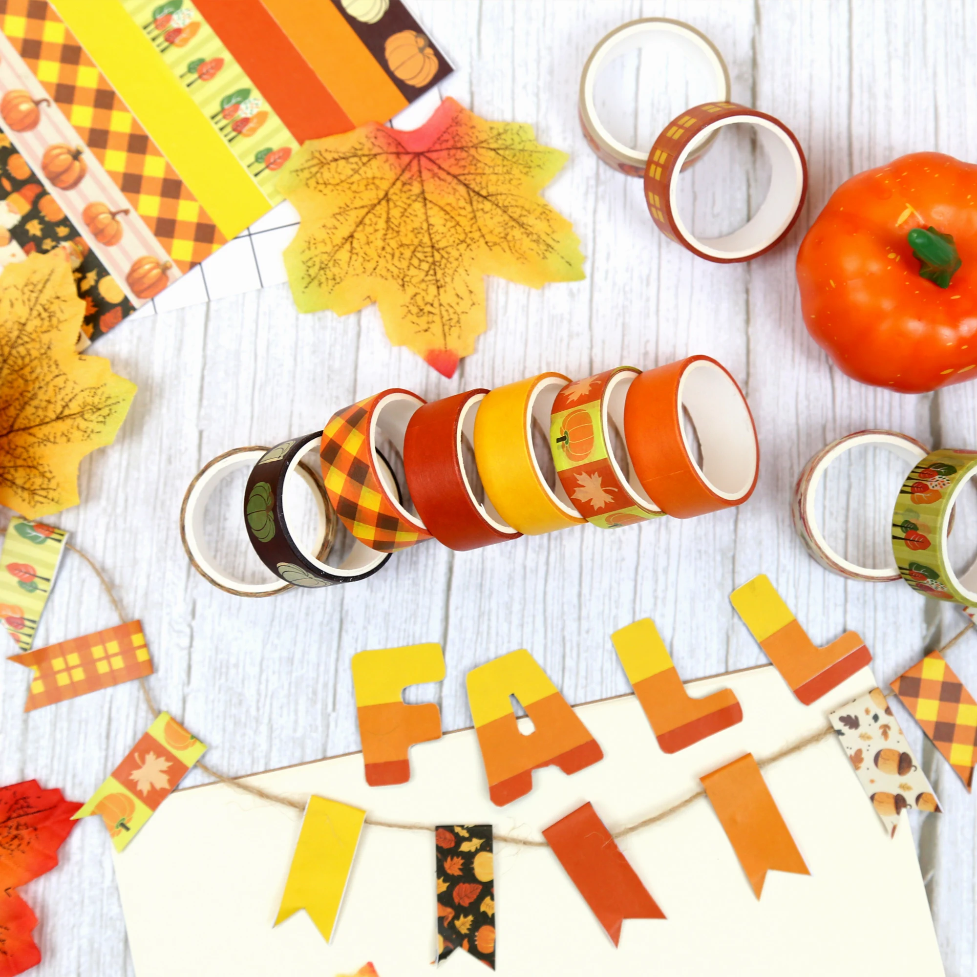 Imagem -06 - Washi Tape Conjunto para Journaling Suprimentos Outono Fita Decorativa Autumn Pumpkin Maple Leaves Thanksgiving Tape 12 Rolls