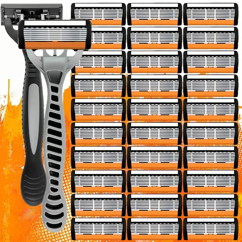 جديد ماكينة حلاقة الرجال الحلاقة 6 طبقة الفولاذ المقاوم للصدأ شفرة ماكينة حلاقة قابلة لإعادة الاستخدام سلامة الحلاقة إزالة الشعر ماكينة حلاقة المستوردة شفرة أداة متعددة #1