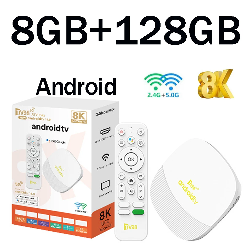

TV Box AIIwinner H313 Android 14.0 BT5.0 HD 4K Video TV98 4G 5G Dual WiFi 8G 128G BT5.0 Voice Assistant Home Set Top Box iptv