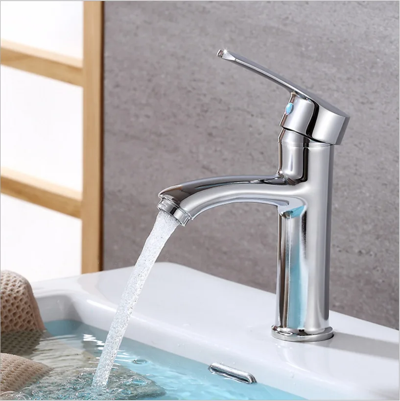 

Copper Bottom Hot and Cold Single Hole Single Handle Basin Washbasin Bathroom Counter Basin Faucet Bathroom Faucets