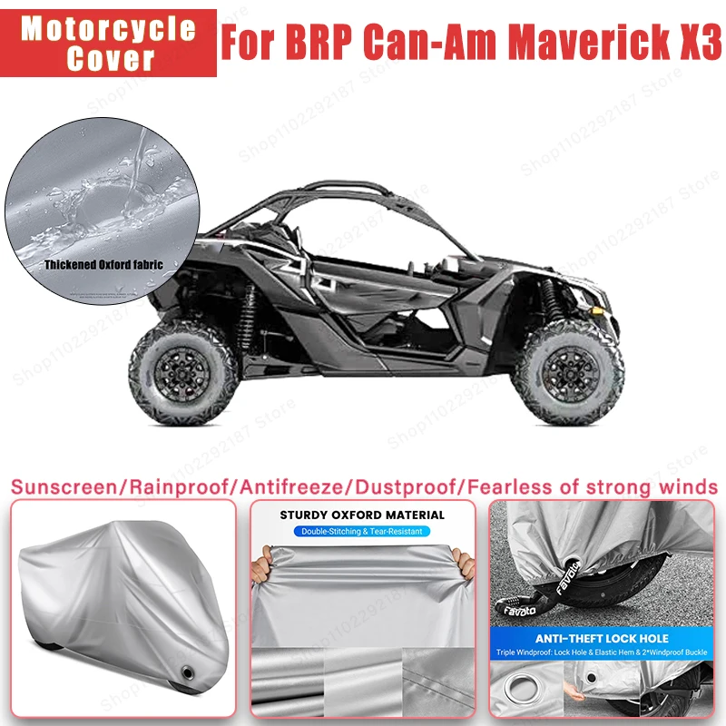 

For BRP Can-Am Maverick X3 No Ear Motorcycle Cover - Outdoor Full Body Protection, Waterproof Dustproof Sunscreen Moto Accessory