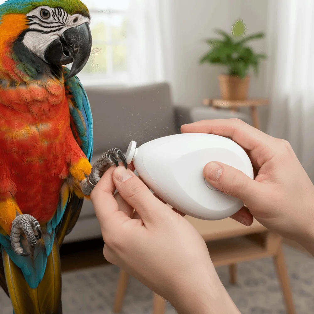 Low Noise Electric Parrot Nail Trimmer Portable with 4 Polishing Heads Parrot Beak Grinder Efficient Bird Nail Cutter