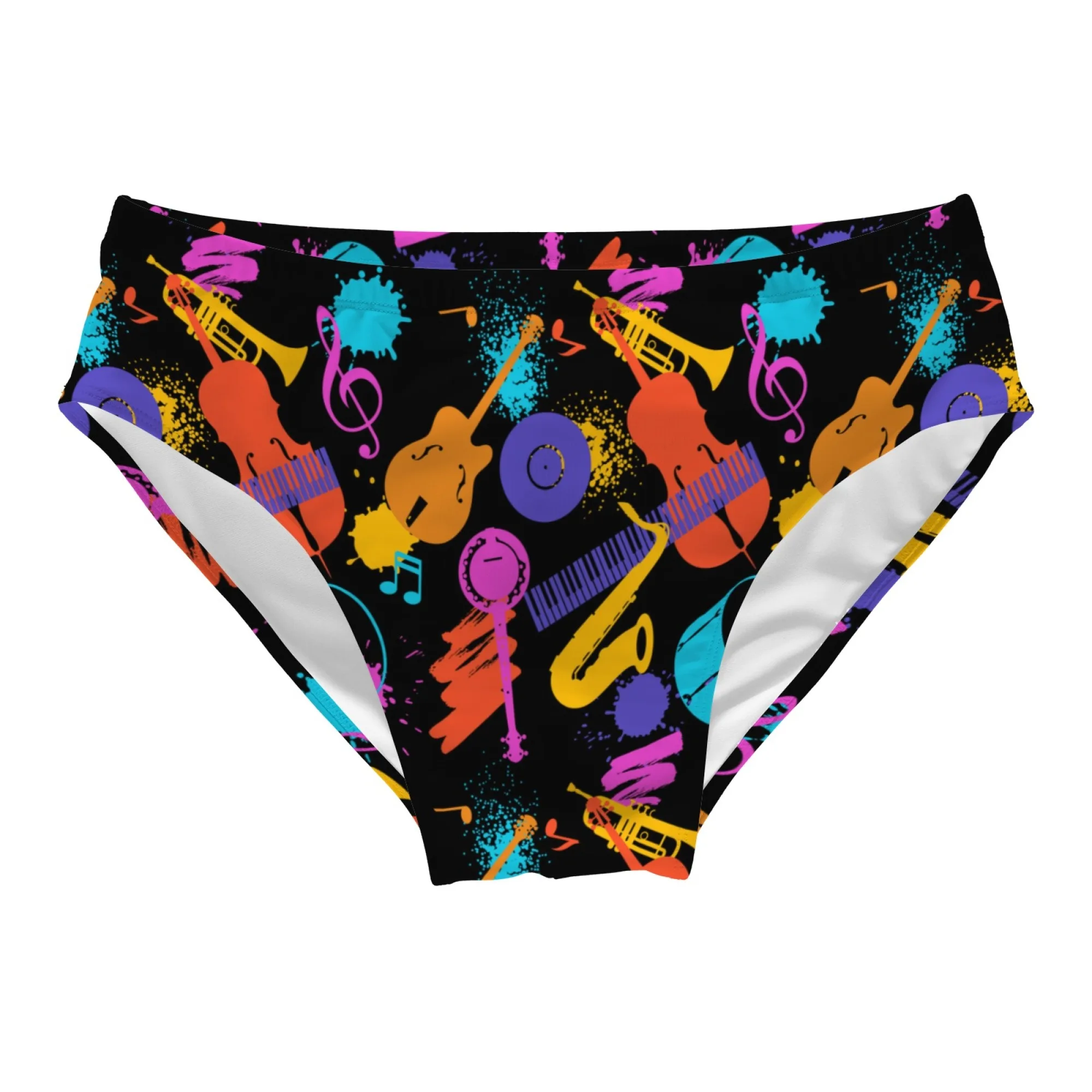 Music Instrument Graffiti Men's Swim Trunks Soft Comfortable Men's Briefs Casual Fashion Beach Surf Shorts Sexy Bikini Swimwear