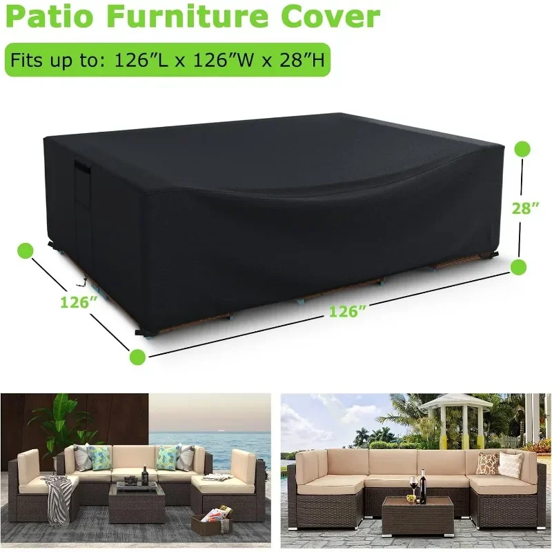 Patio Furniture Covers, 600D Heavy Duty Outdoor Furniture Cover Waterproof, Rectangle Outdoor Table and Chairs Cover