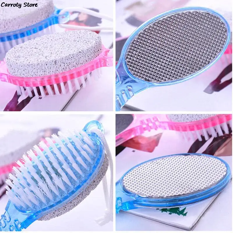 4 in 1 Foot Care Callus Brush Grinding Feet Stone Scrubber Pedicure Exfoliate Remover Two sides Cleaning dust dead skin