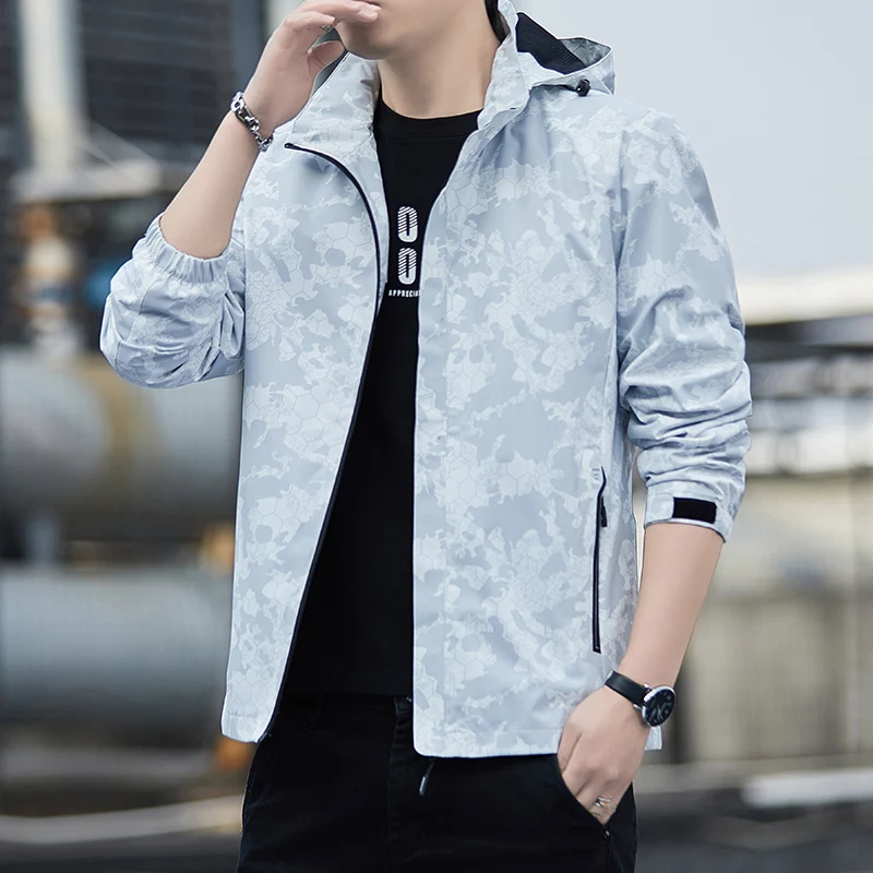 Fashion Zipper Pockets Printed Camouflage Hooded Coats Men's Clothing 2024 Spring Summer New Loose All-match Tops Casual Jackets