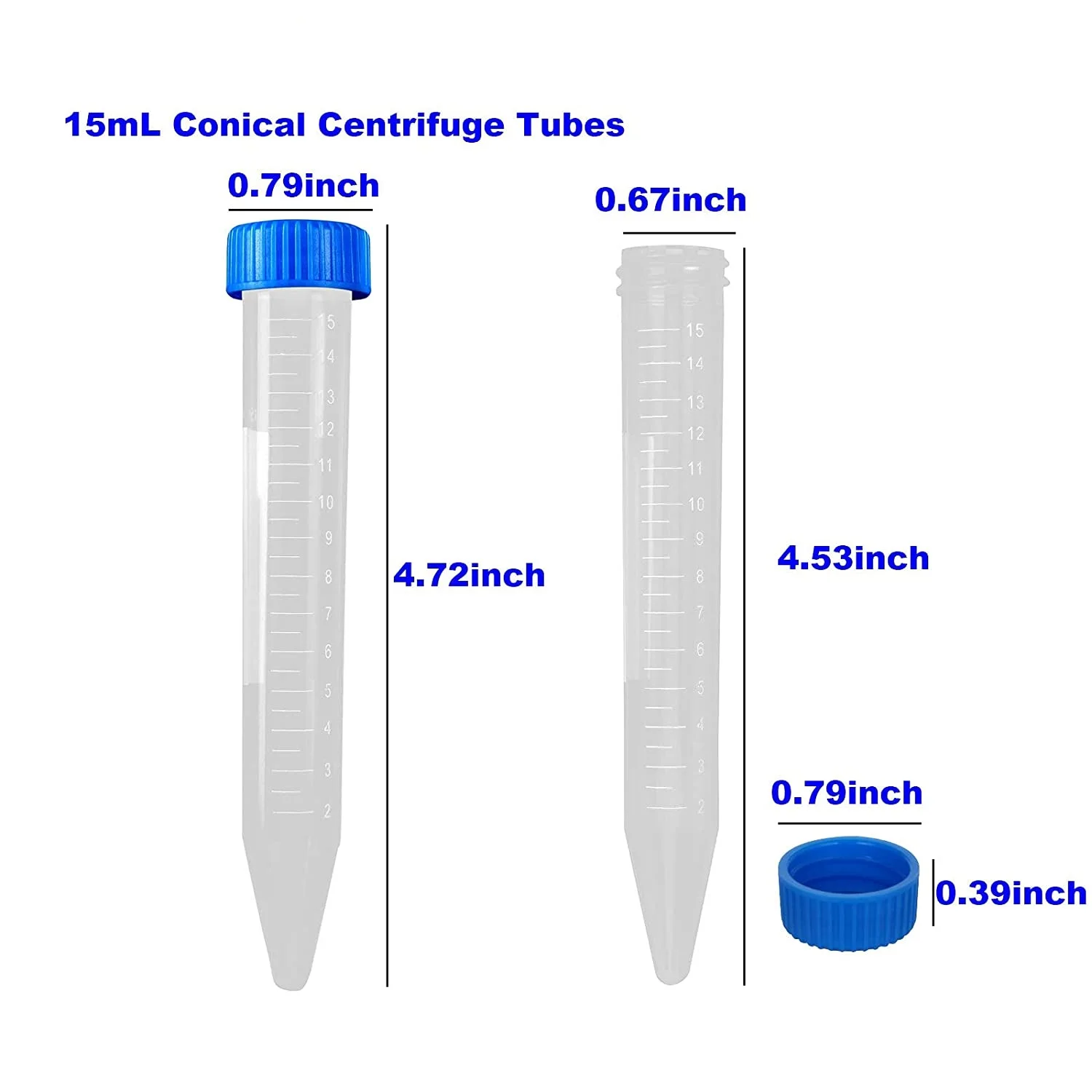 500Pcs 15mL Conical Centrifuge Tubes Polypropylene Leak-Proof Screw Caps Graduated Lab Test Container with Write-on Spot