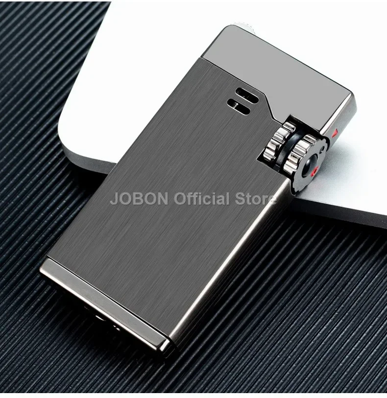 JOBON Outdoor Windproof Metal Butane Gas Lighter 2 Torch Blue Flame Turbo High Pressure Jet Cycle Use Cigar Lighter Men\'s Gift