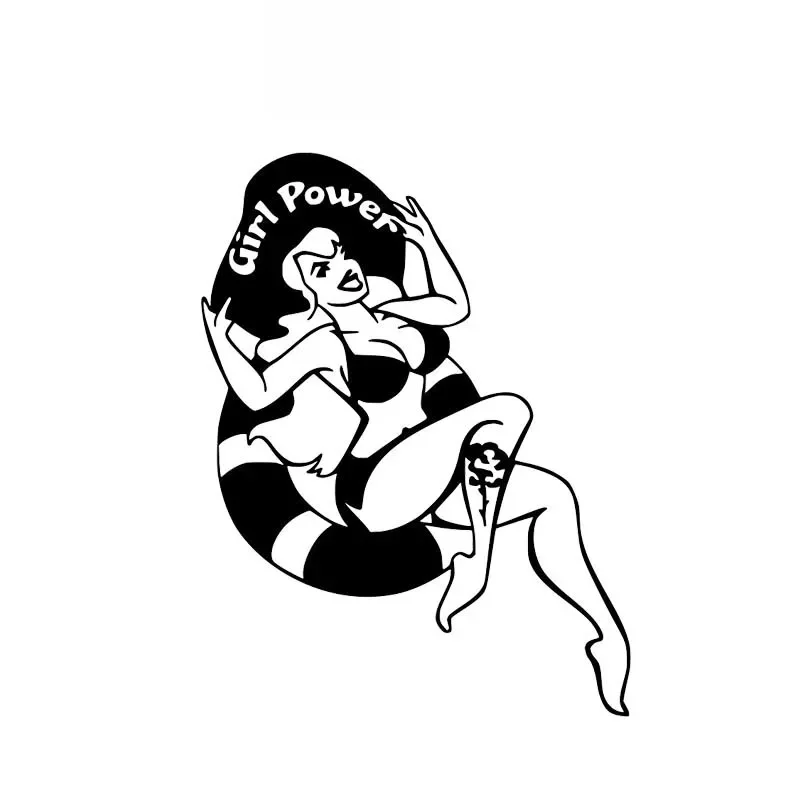 

Car Sticker Sexy Power Girl Funny Zero Defect Auto Parts Decoration PVC Sticker Waterproof Sunscreen Black/White, 14cm*11cm