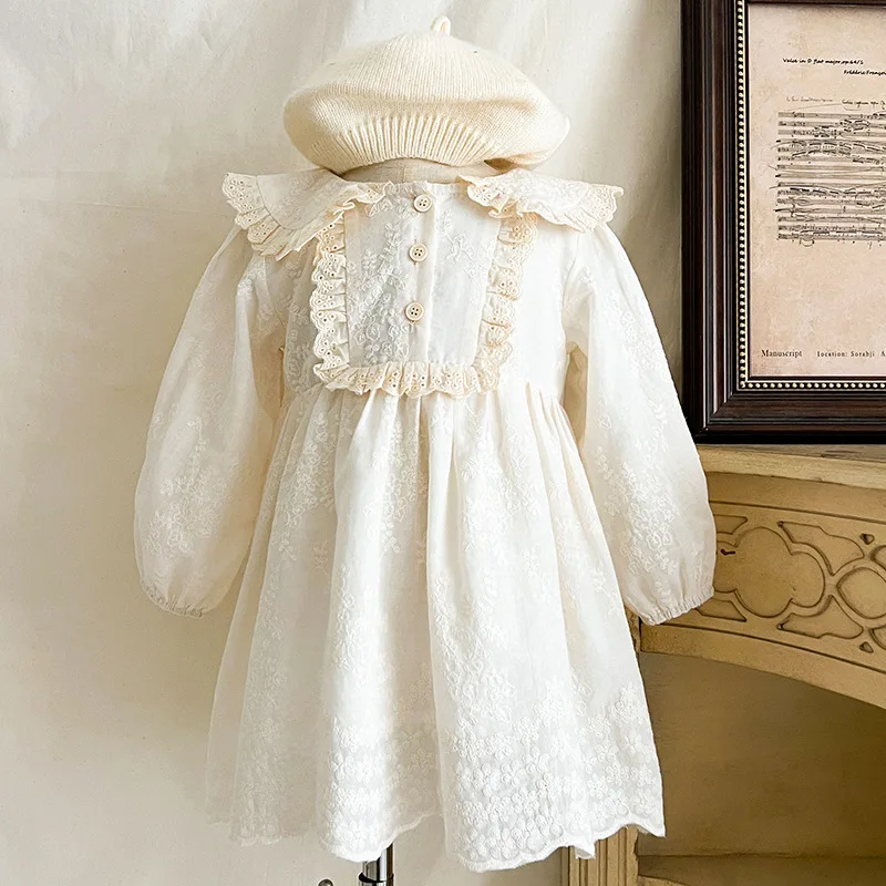 

Girls' Dress Baby Girl Lace Trim Infant Romper Long Sleeve Princess Dress Children's Sister Outfit