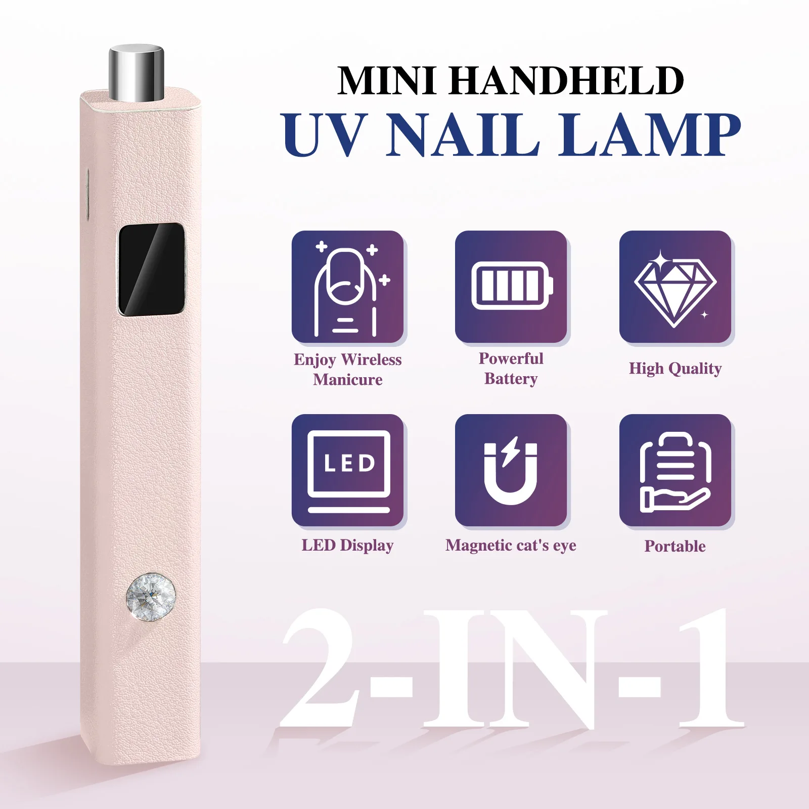 Professional UV LED Nail Lamp Dryer, 2in1 Portable Magnetic USB Rechargeable Fast Cure Light for Gel Nail Polish Manicure