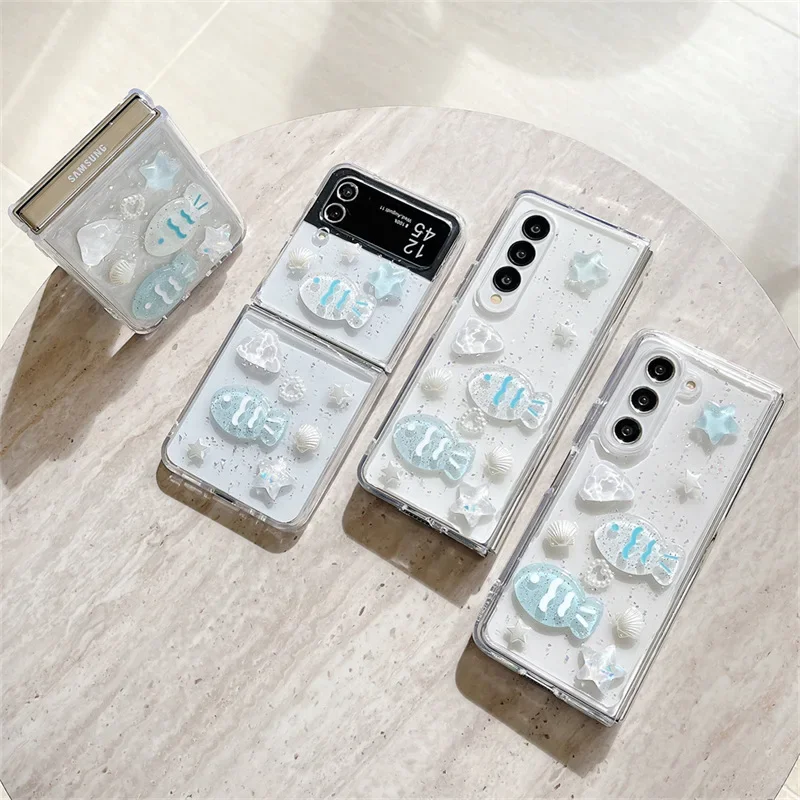 サムスンギャラクシーZフリップ6 5 4 zフォールド6 5 4 zflip4 zflip5 zflip6用の3Dシェル電話ケース,保護バックカバー