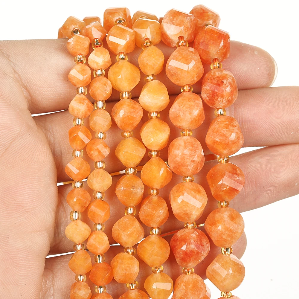 6-10mm Natürliche Orange Angelit-Jade-Perlen Facettierte Lose Abstandsperlen für Schmuckherstellung DIY Armband Handgemachtes Zubehör 7 Zoll – Detail 5