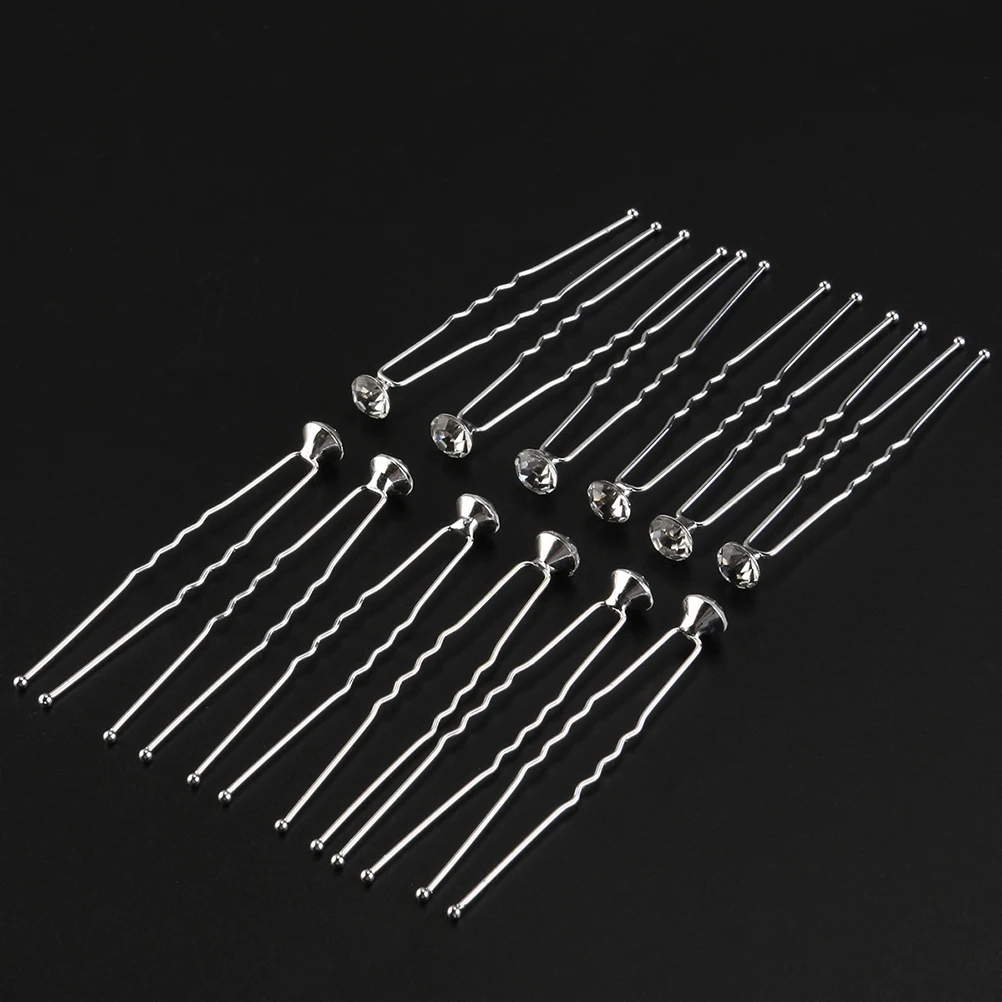 

20 Pcs Rhinestone Hairpins Elegant U-shaped Clips for Girls Women Safe Durable Metal Material Daily Use Accessories