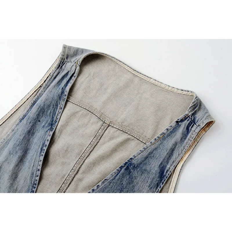 Sommer Koreanische Schwarz Vorne Kurze Zurück Lange Denim Weste Frauen Kurze Weste Tasche Ärmellose Jacke Dünne Jeans Westen Weibliche