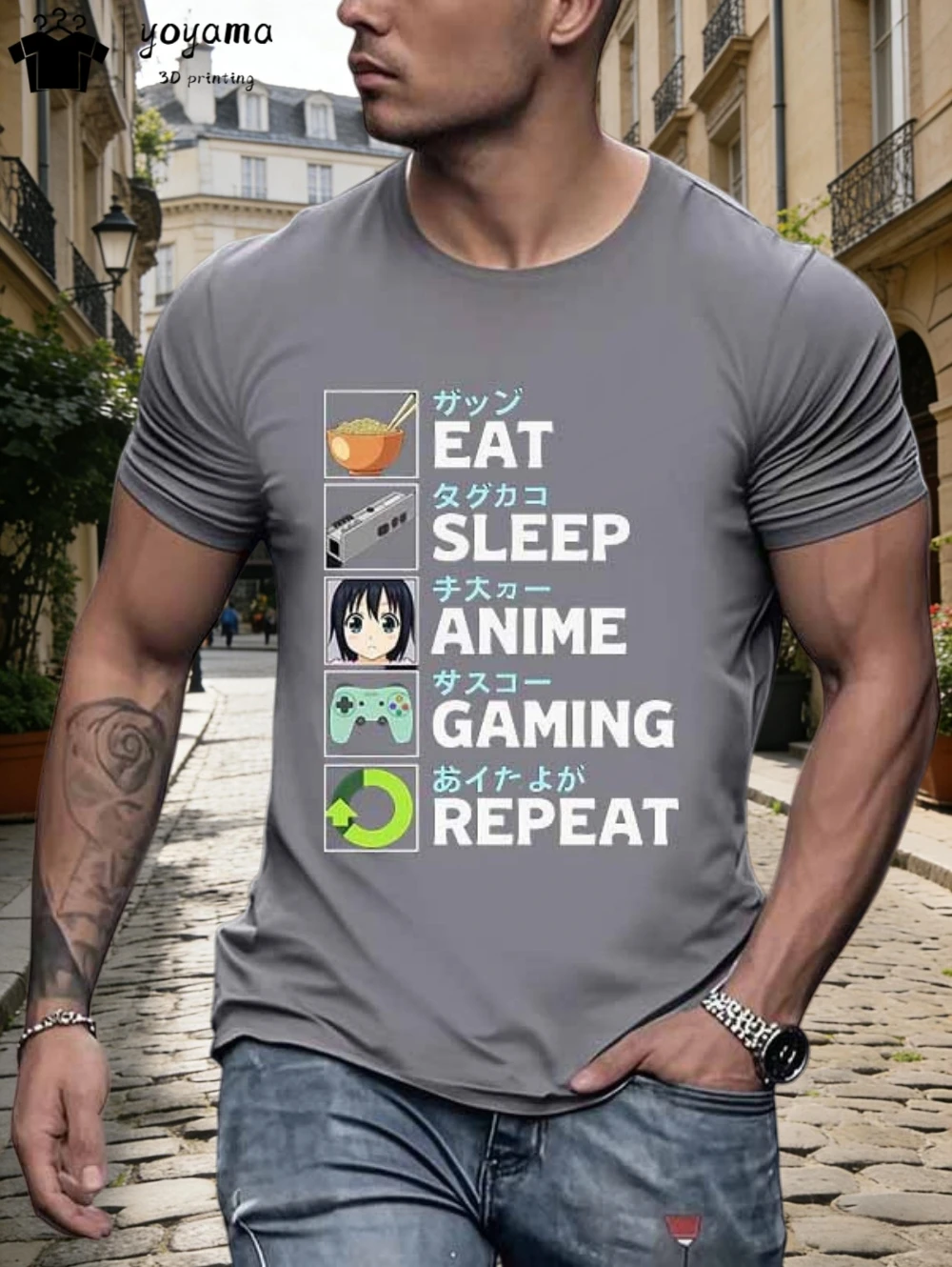 

Мужская летняя повседневная футболка для столовых и развлечений, забавные топы с 3D принтом, модная футболка в уличном стиле в стиле Харадзюку, мужская одежда