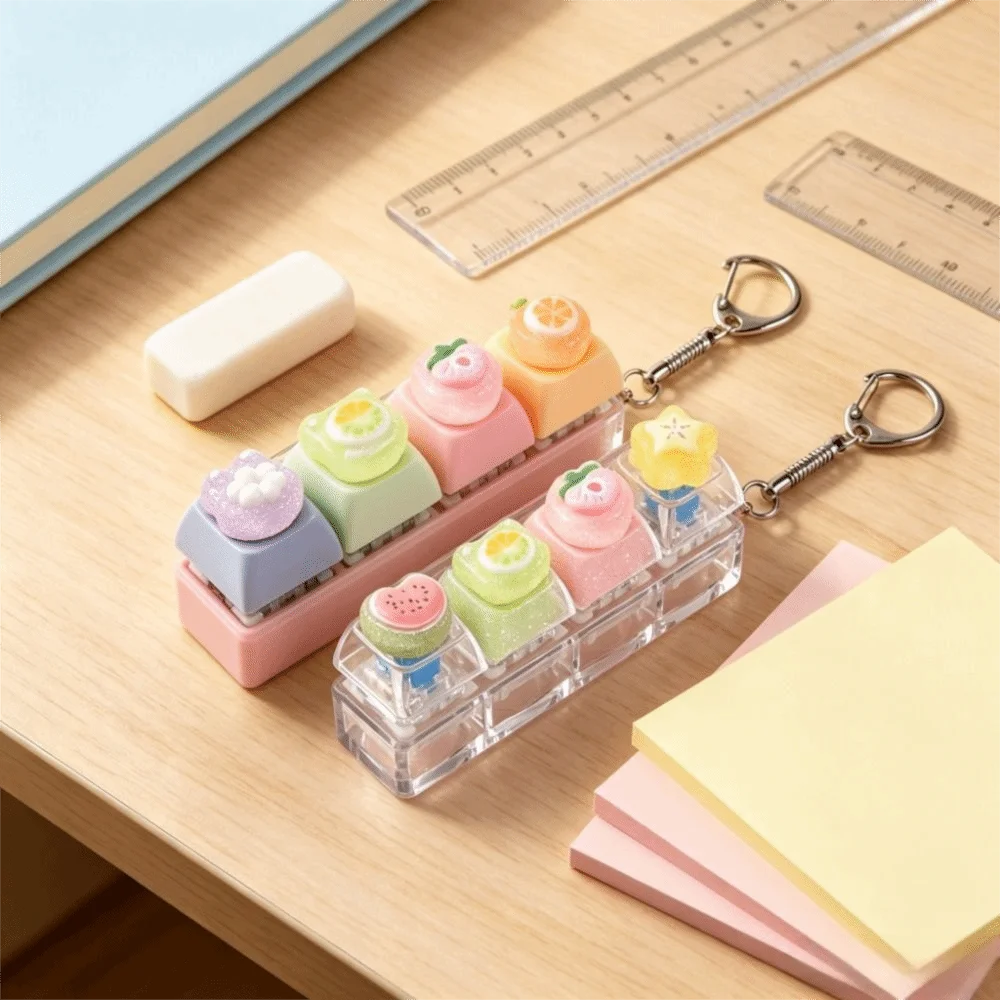 Ideal Travel Companion 4-Key Fidget Keychain Smooth Fruit Reduce Pressure Cute Portable Clicker Keychain Reduce Anxiety