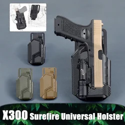 Universal X300 Holster With Surefire X300 Flashlight Tactical Right Hand Pistol Glock17 19 Belt Drop Leg Platform QLS Holsters