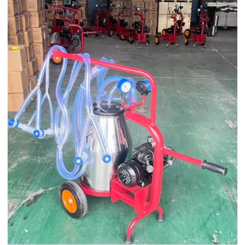 25L/30L/40L Vibration Livestock Cattle Sheep Camels Milking Hine Large Mobile Single Bucket With Plug-In Power