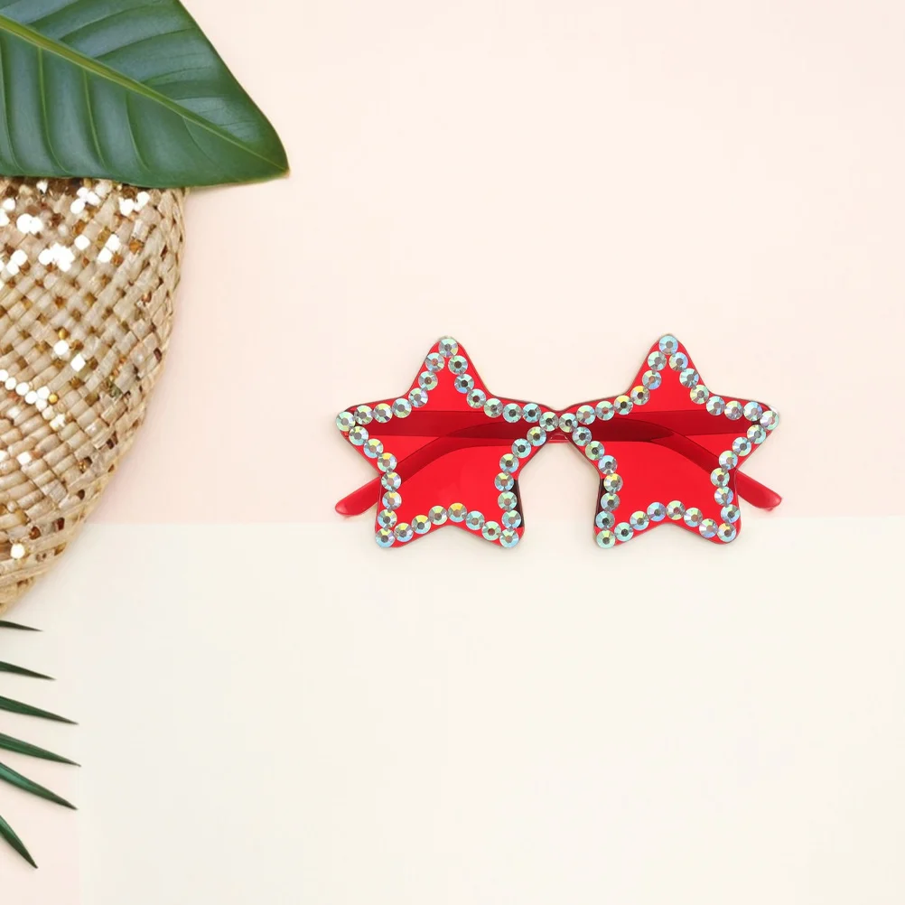 

2Pcs Rhinestone Sunglasses Women Lightweight Star Shape Frameless Party Beach Uv Protection Decoration Sunglasses