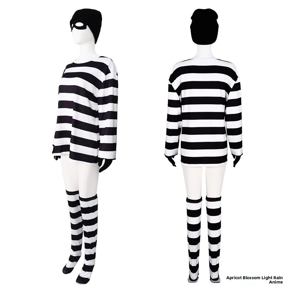 6피스 세트 롱 슬리브 코스프레 의상 스트라이프 의상 변신 댄스 공연 무대 의상 여성 패션