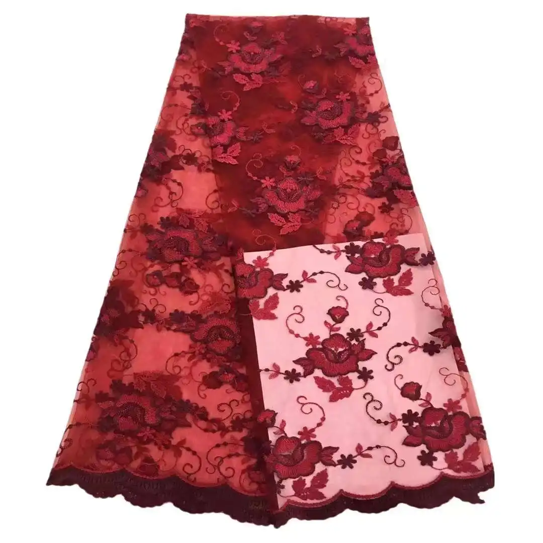 

Beautiful African Lace Fabric Tulle Embroidery Craft Sewing Design Supplies Banquet Prom Evening Party Wedding Dress 5 Yards