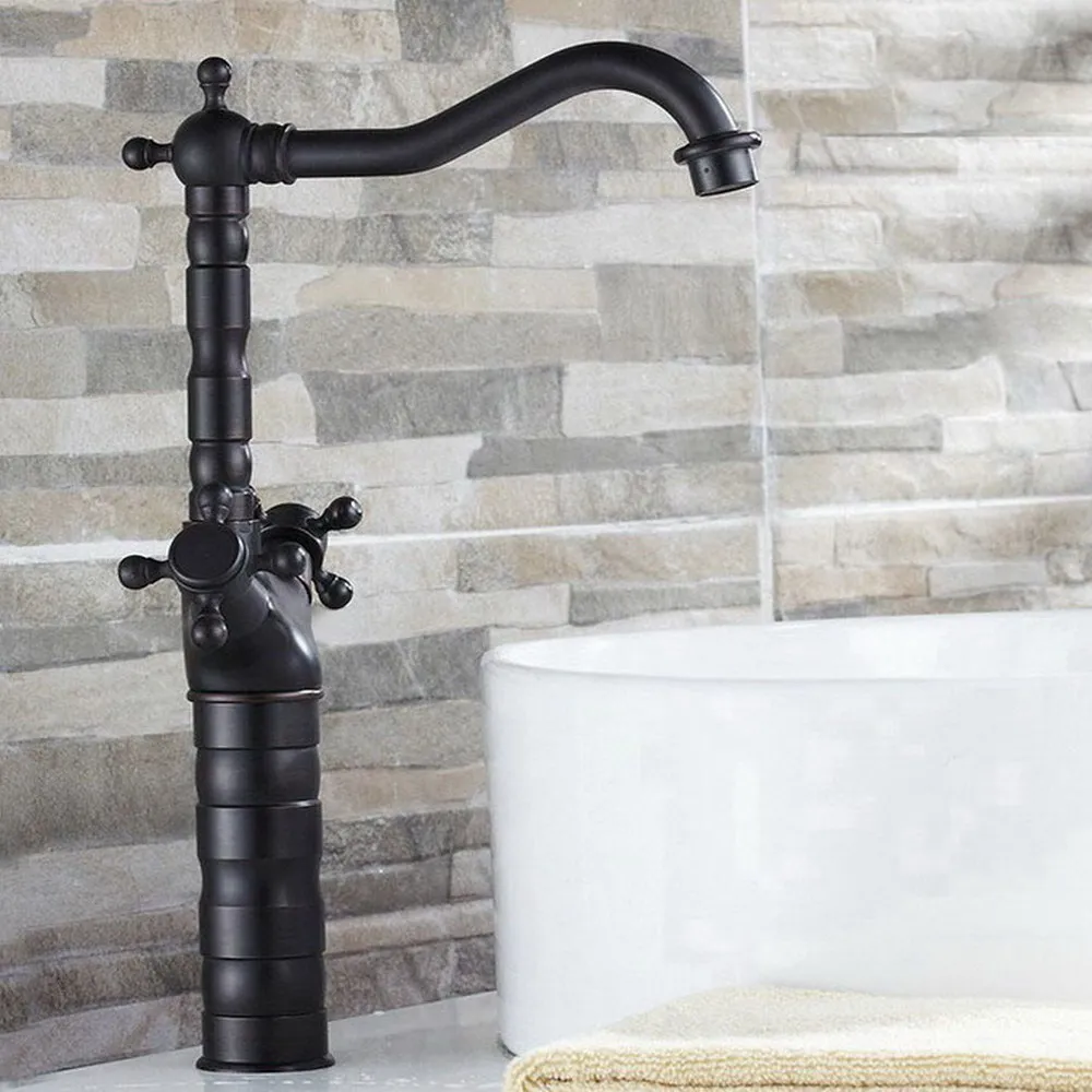 

Basin Faucets Oil Rubbed Bronze Bathroom Sink Faucet Double Cross Handle Bath kitchen Mixer Hot and Cold Tap znf021