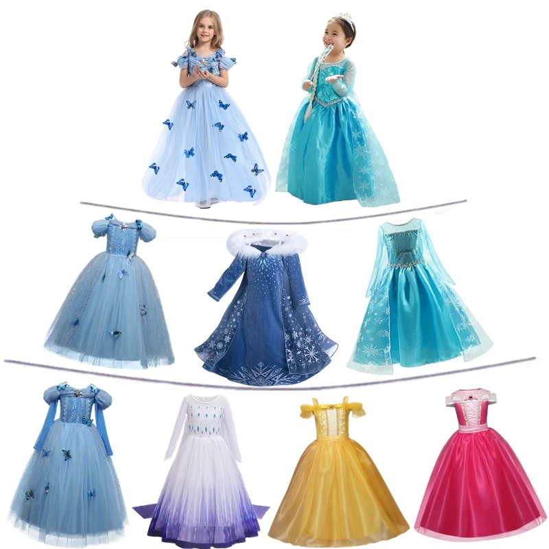 Anna Elsa Princess Dress for Girl Fantasia Carnival Party Children Clothes 4-10Y Kid Birthday Vestido Halloween Costume for Kids