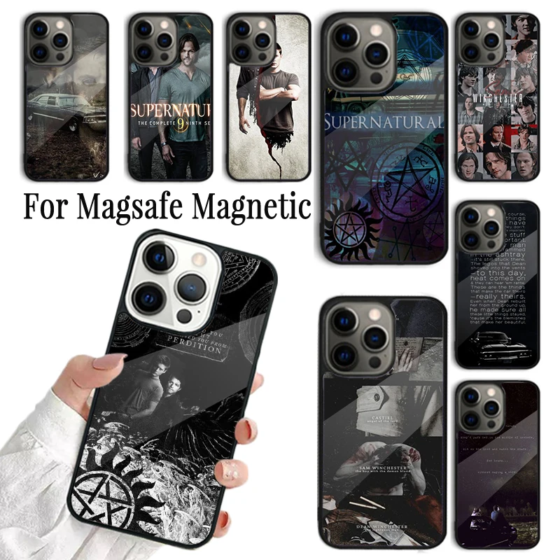 Phone Case For iPhone 16 15 14 13 12 11 Pro Max Plus Magsafe Magnetic Wireless Charging Cover Supernatural Dean Sam Winchester