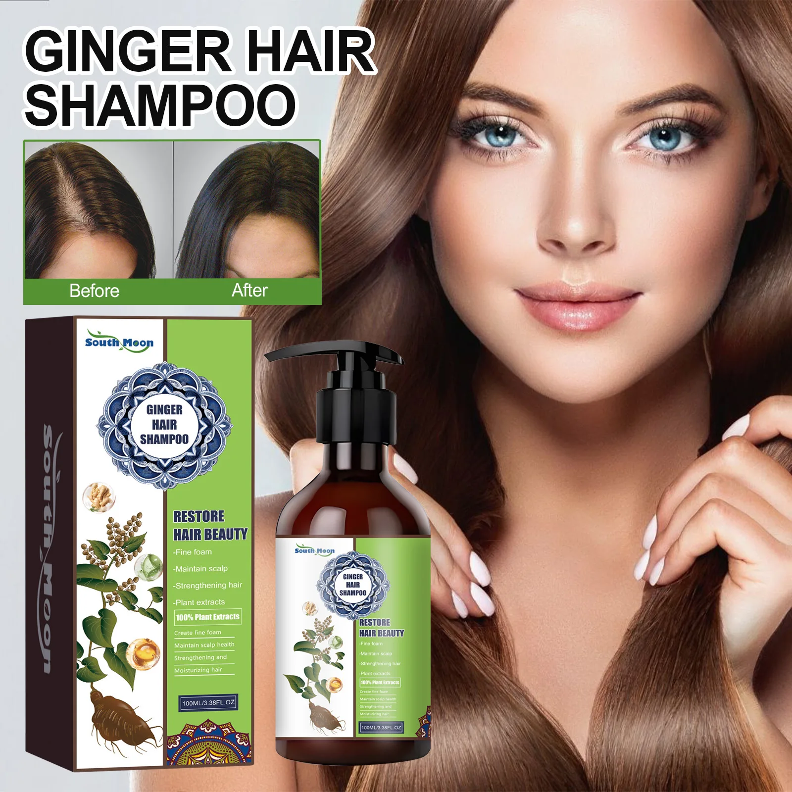 

Hair Loss Shampoo for Men, Fast Hair Growth and Thickening Treatment with Ginger , Cleansing Scalp and Revitalizing Hair