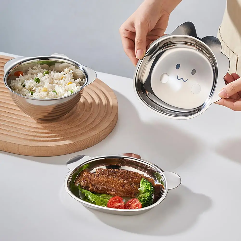 Animal Shaped Bowl Cartoon Stainless Steel Dinner Plate Rust-Proof Children Meal Tray Shatter-Proof Plate Dinnerware