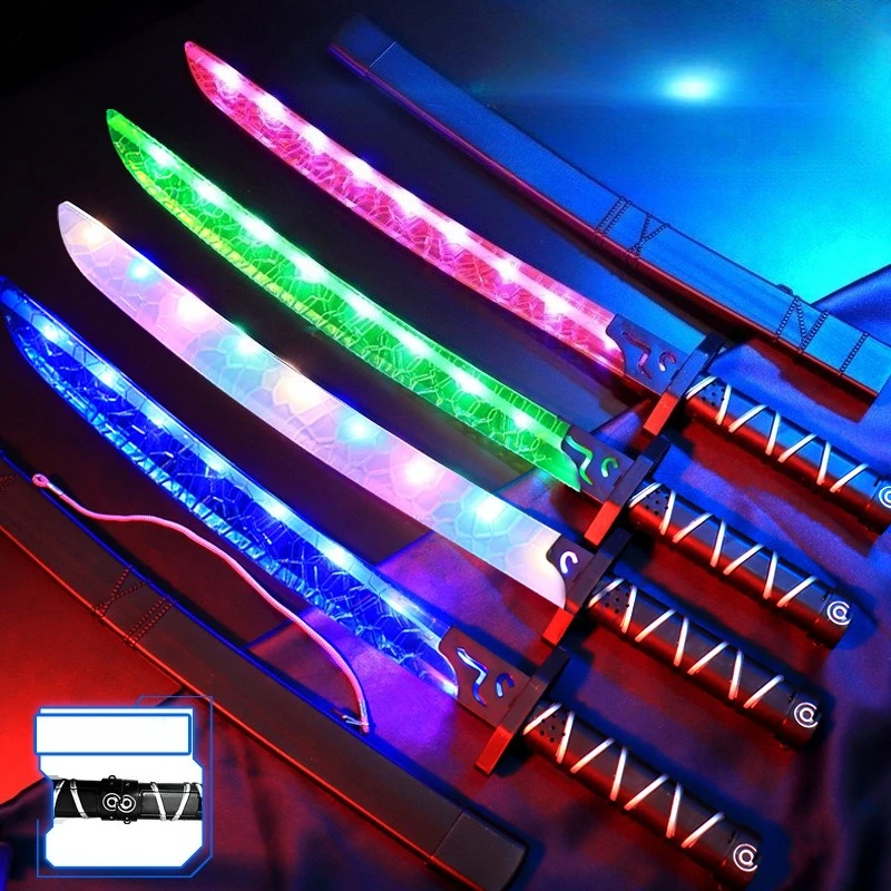67cm/27.17인치 카타나 검 발광 장난감 코스프레 모델 소품 게임 주변기기 칼집 포함 다채로운 연습용 전시 장식품 선물