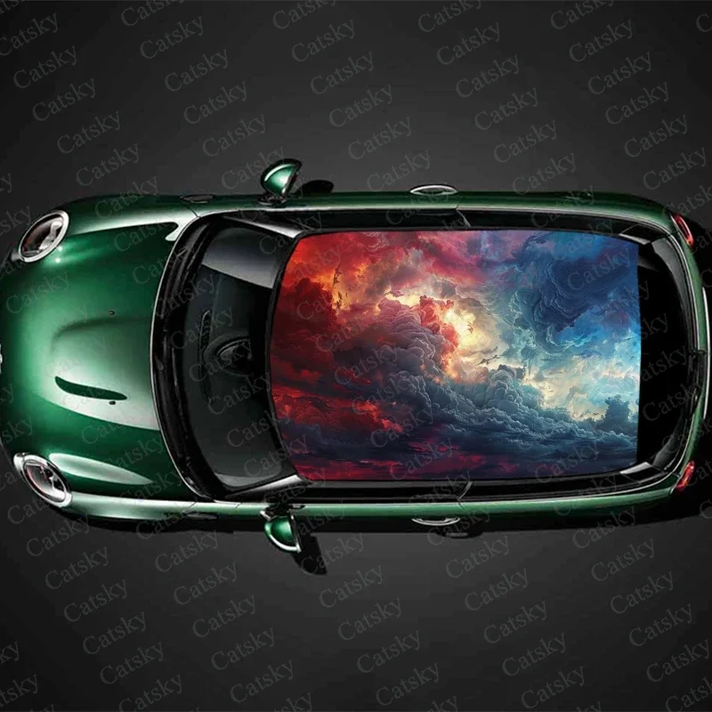 

Majestic Thunder Scene Car Roof Sticker Wrap Racing SUV Accessories Packaging Painted PVC Custom Car Graphic Decal