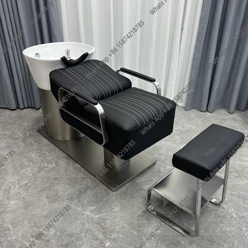 New Barber Shop Hair Shampoo Bed Sitting Hair Salon Flushing Bed High-end Fashion Half-lying Shampoo Bed Trendy Store