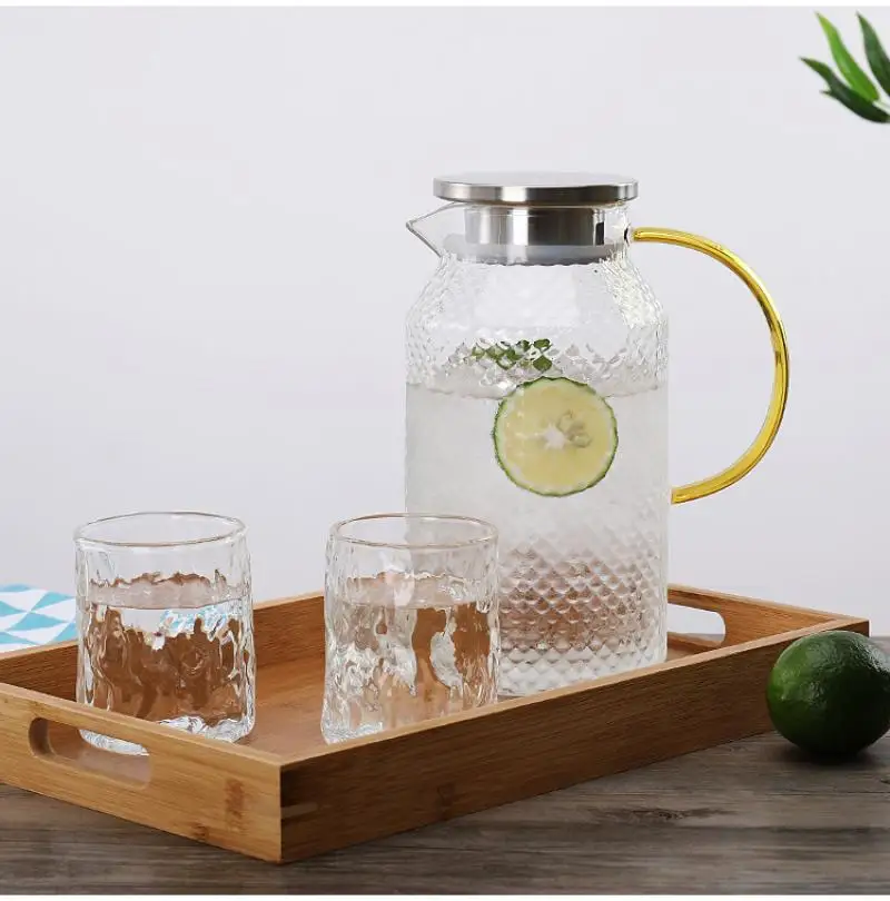 Hammer-Shaped Cooler with High-Capacity and High-Temperature Resistant Suit, Juice Kettle, Transparent Household Glass Pot