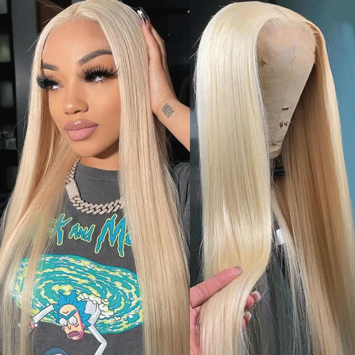 

Bone Straight Human Hair Wigs 40 Inches Long-length 200% High Density 13x6 13x4 HD Transparent Lace Frontal Wig #613 613 Blonde Honey Blonde For Women Pre Plucked Brazilian Hair