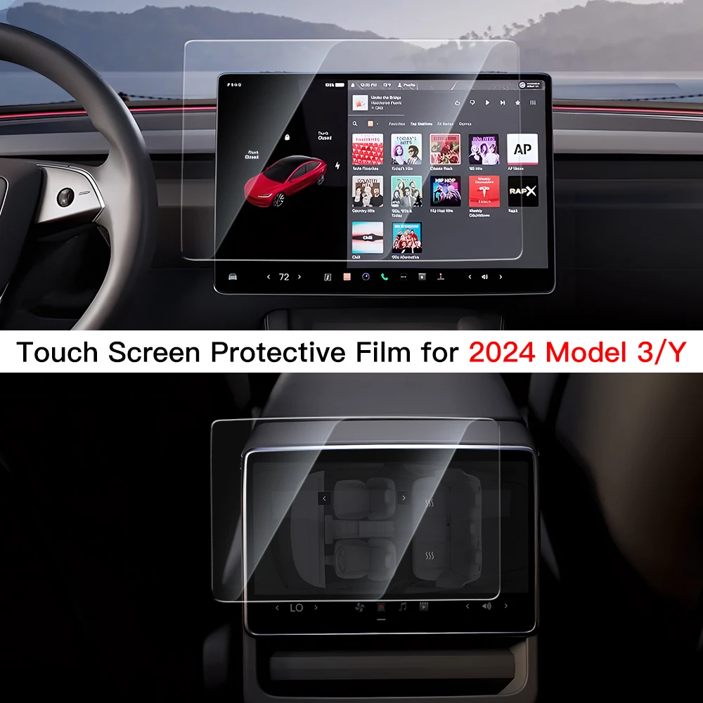 YZ-Protector de pantalla de vidrio templado para Tesla 2024 Highland, modelo 3, 2023, modelo Y, consola central, protección de pantalla HD