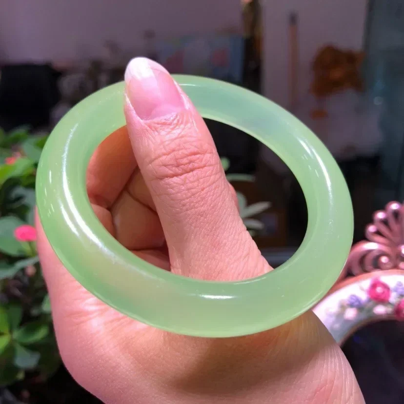 Ice  grape green bracelet fruit green chalcedony female chalcedony round bar bracelet woman natural stone jade bangles for women