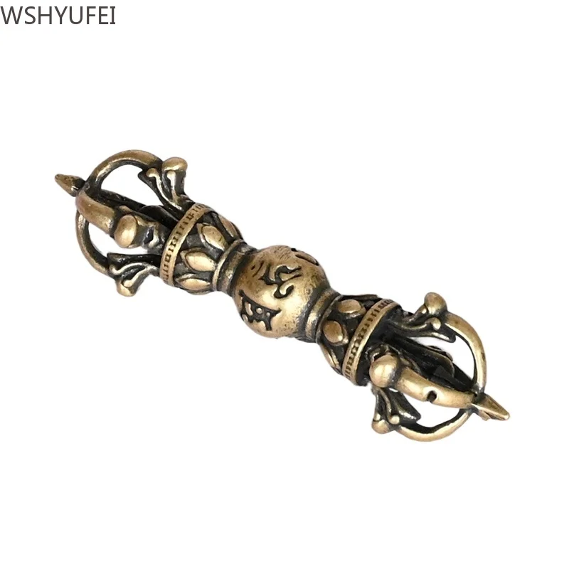 Xizang Tantric weapons/pure copper/six word proverbs/magic pestle/handwork/brass pendant/five legged Vajra pestle 5.2X1.2CM
