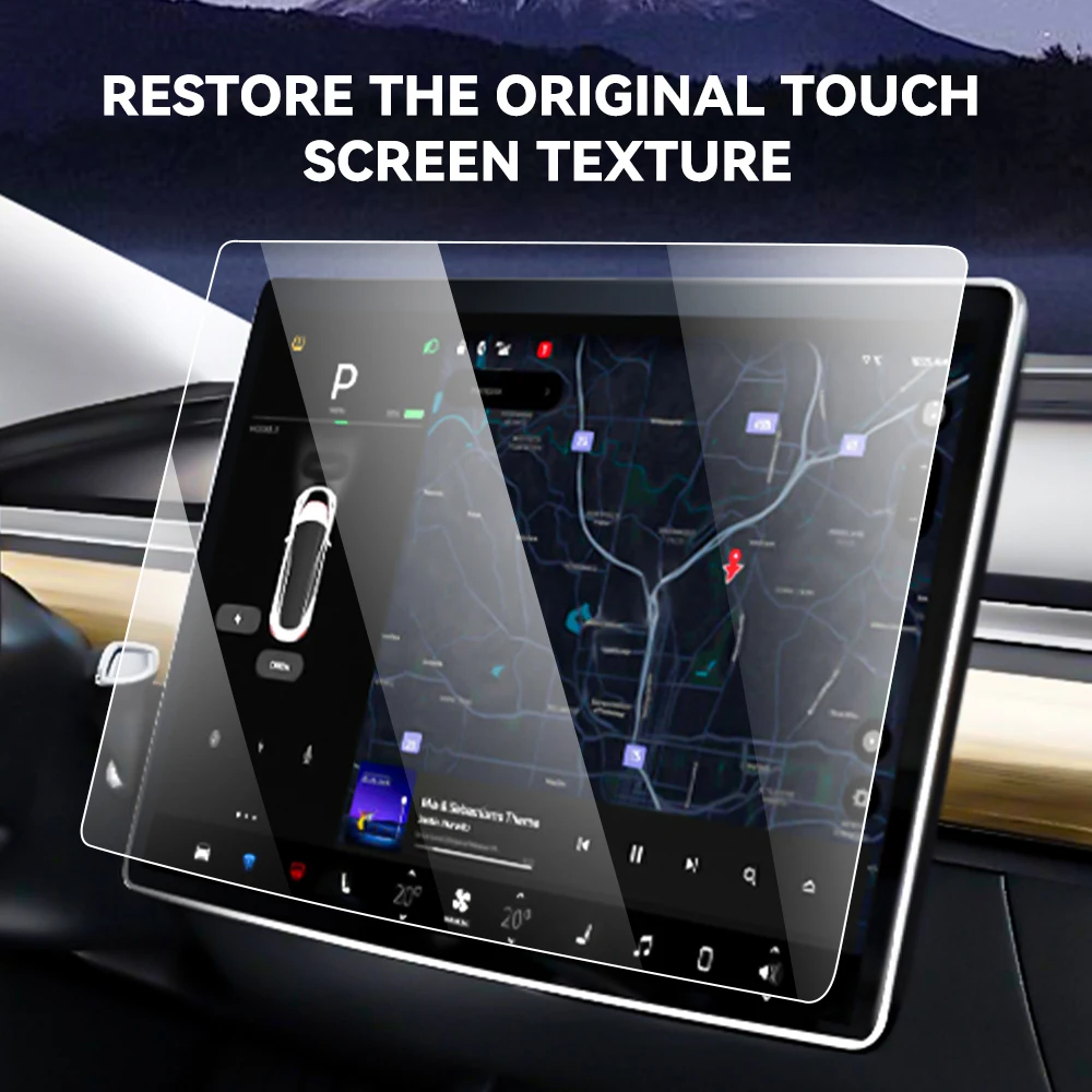 

Fingerprint Be Gone Complete Matte Screen Protector Kit for Tesla Model 3/Y Anti-Glare Tempered Glass for Both Screens