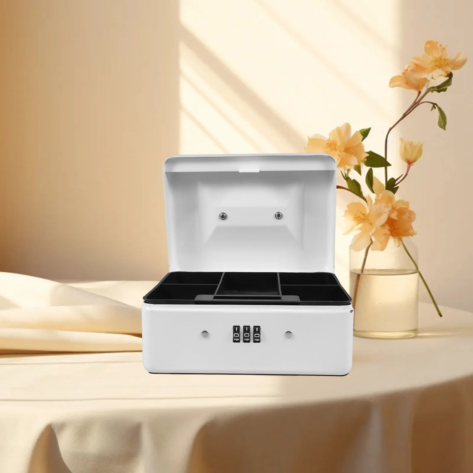 Cash Box With Combination Lock Durable Metal Safe For Money Storage Portable Lockable Organizer Small Hidden