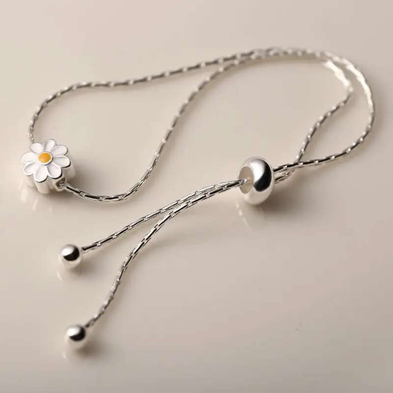 New Fashion Round Bead Small Daisy 925 Sterling Silver Female Sweet Flower Temperament Exquisite Bracelets   SL005