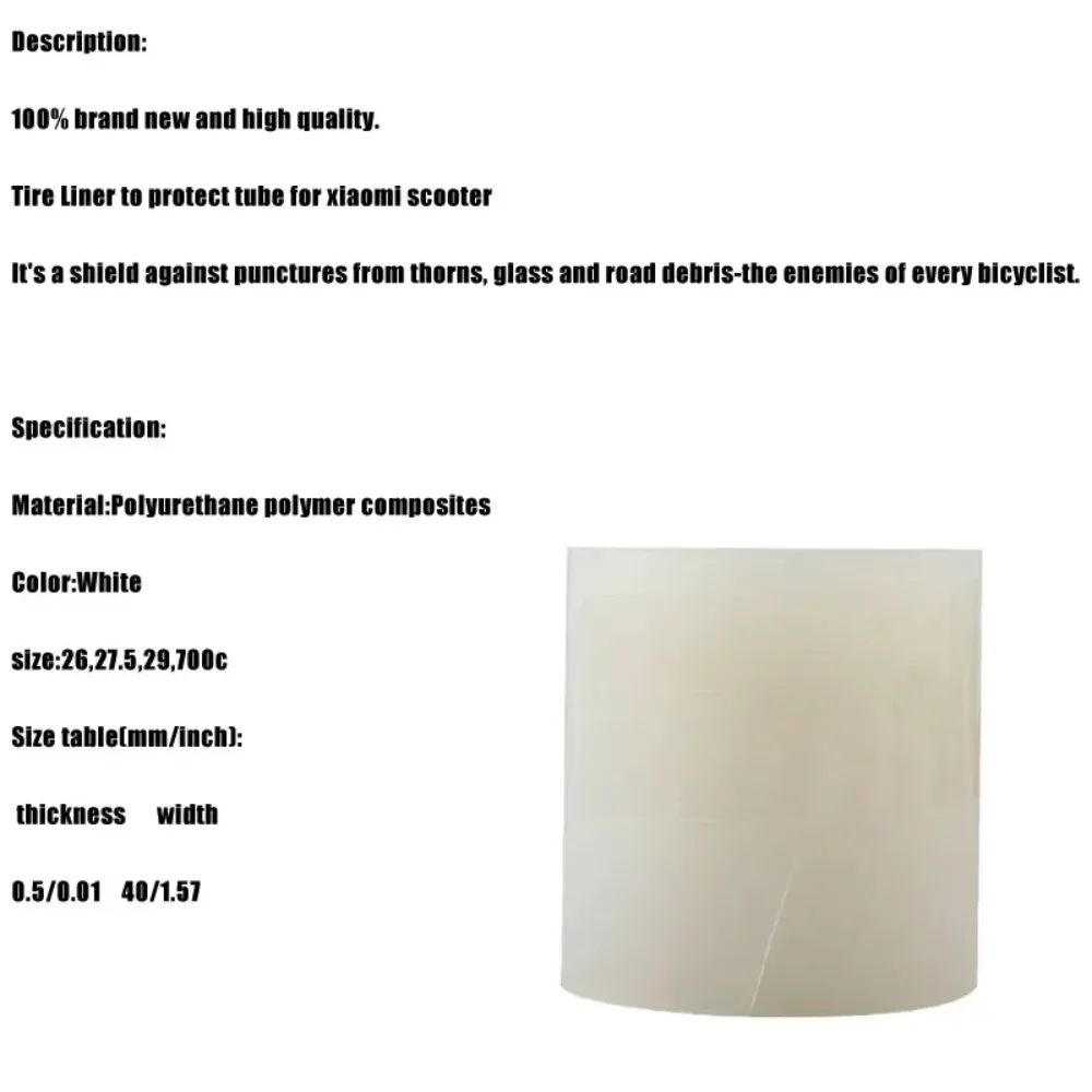 40 mm breites, pannensicheres Klebeband für 22 Zoll, 26 Zoll, 29 Zoll Fahrräder, 8,5 Zoll, 10 Zoll, 12 Zoll Elektroroller, Schutzpolster für den Schlauch – Detail 7