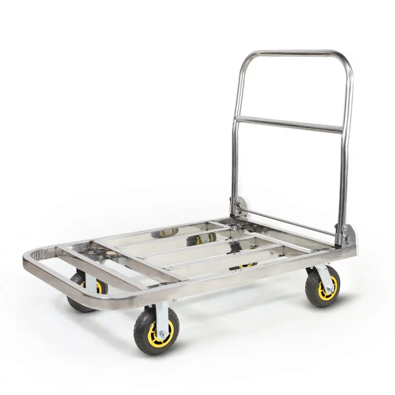 

Планшетный грузовик из нержавеющей стали, складная тележка для вытягивания товаров, склад, тянущие товары, прицеп, ручной тележка, тележка со стальной пластиной