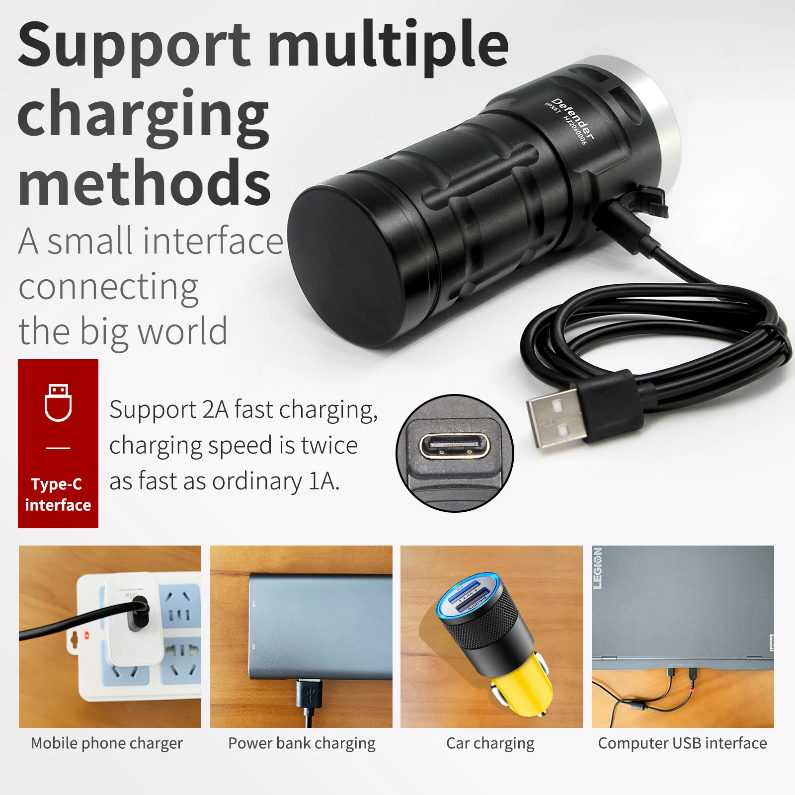 Letonpower rechargeable flashlight strong Flashlight Portable Outdoor light waterproof fishing flashlight the best flashlight