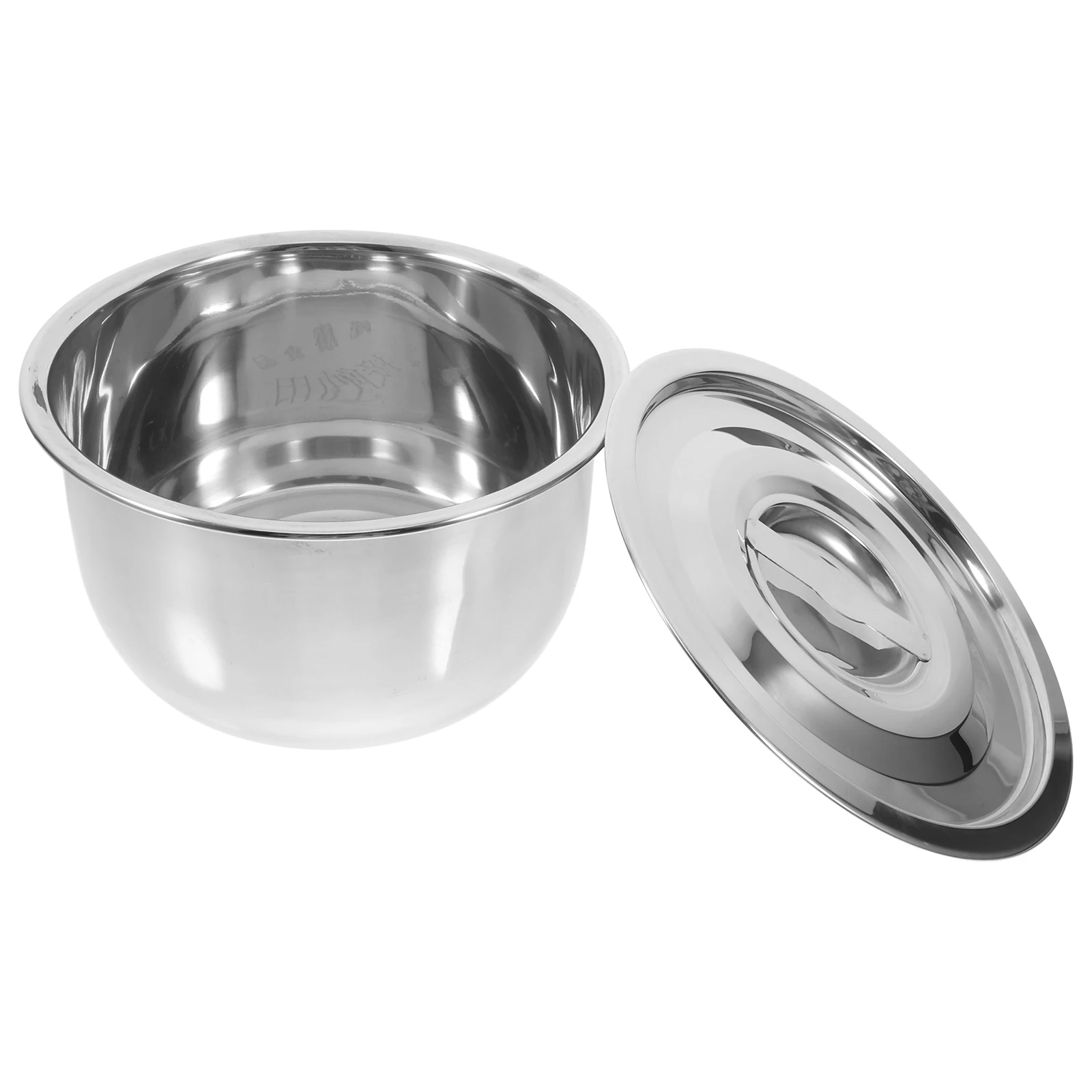 

301 Stainless Steel Mixing Bowl Heat Resistant for Food Storage Soup Pot Sauce Pan Kitchen Container Lid
