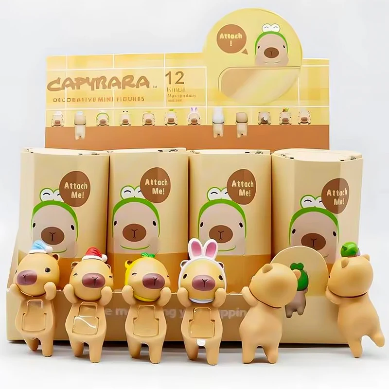 12Pcs Capybara Angel Small Animal Blind Box Toy Cartoon Capybara Desktop Ornaments Dolls Decorate Children's Birthday Toys Gifts