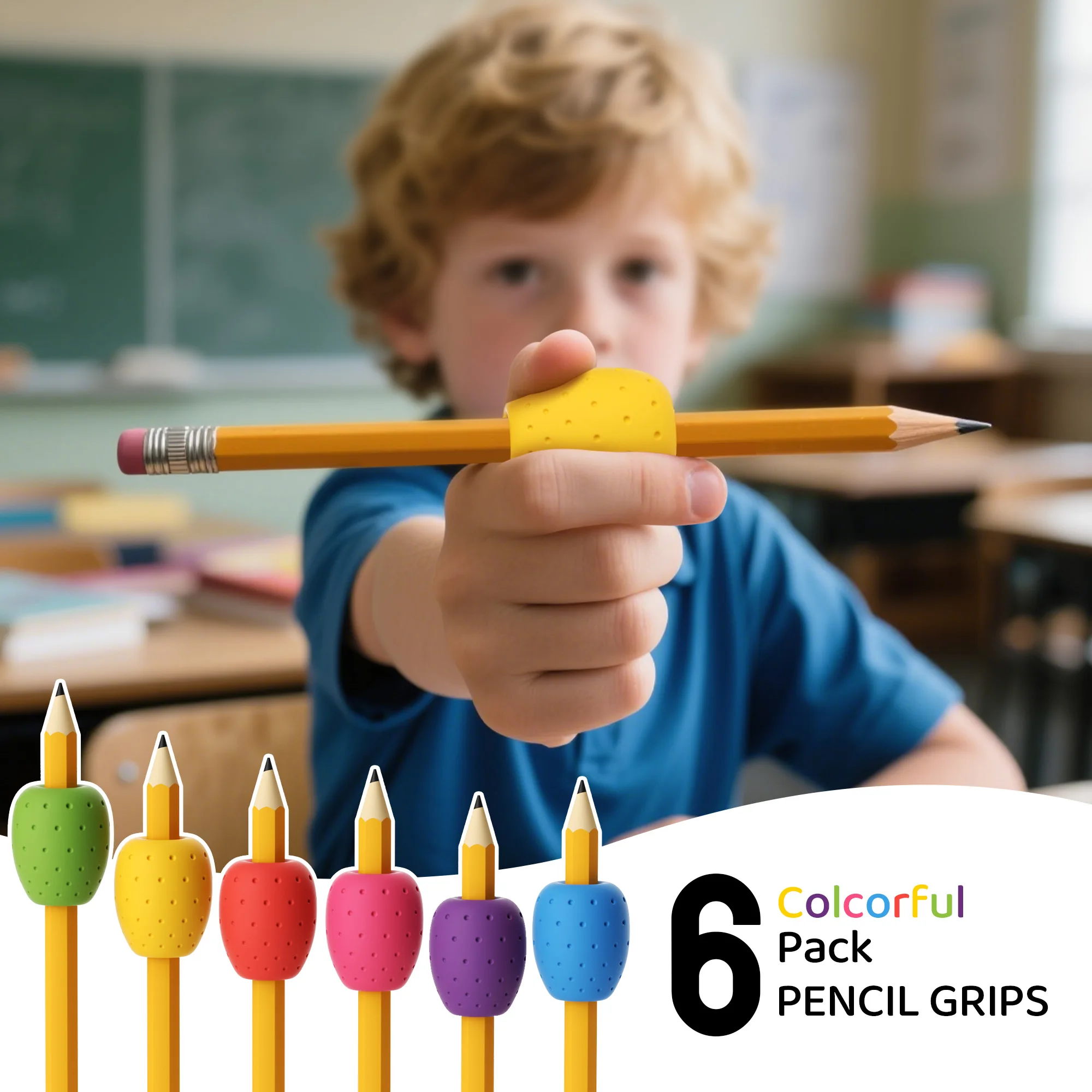 6 قطع من مقابض أقلام الرصاص على شكل بيضة للأطفال والكبار، حاملات سيليكون للكتابة اليدوية والرسم #4